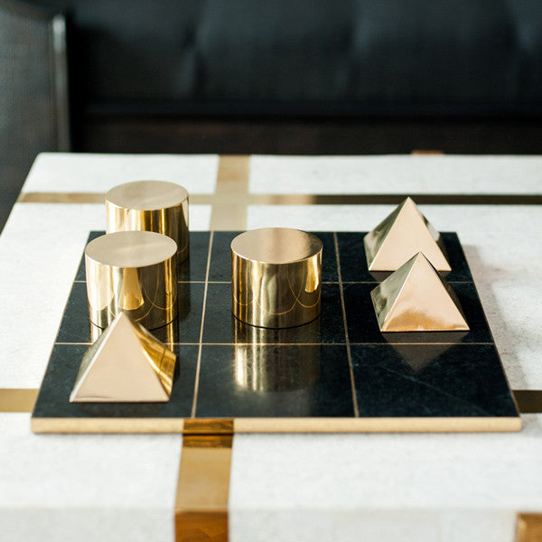 Tic Tac Toe Set - Brass and Stone